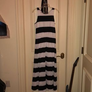 Black and white striped maxi dress